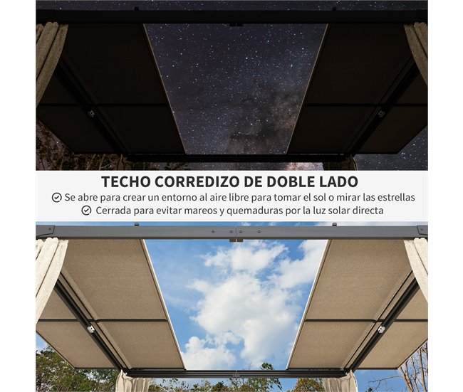 Pérgola Alumínio, Aço e Poliéster Outsunny Cru