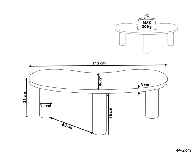 Beliani Mesa de centro AUBURN 112x46 Branco