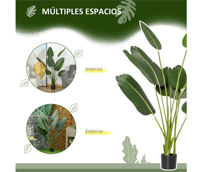 Planta Artificial Bananeira PE e Tecido HOMCOM Verde