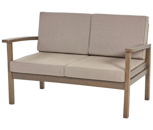 Beliani Conjunto lounge Madeira de acácia MANILA Castanho