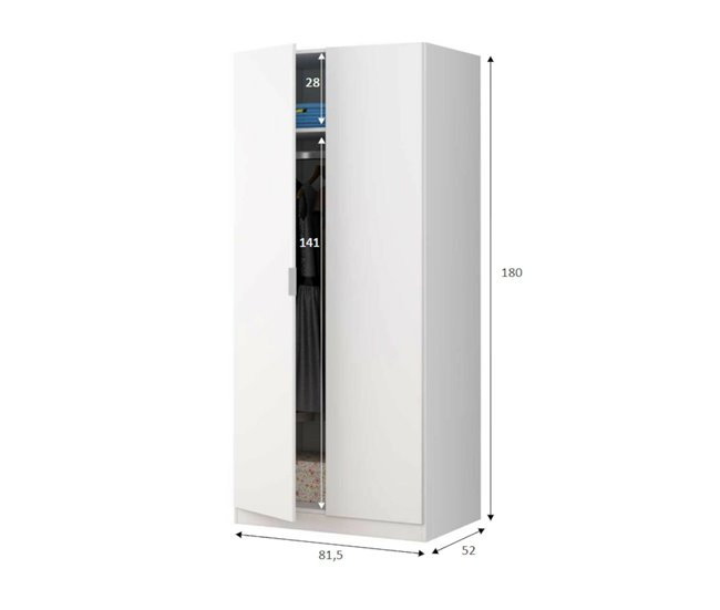 Armário 2 portas com efeito madeira 81 Branco