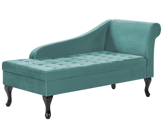Beliani Chaise longue à direita Veludo PESSAC Azul/ Verde