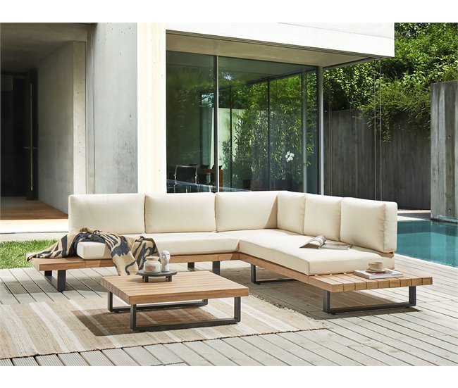 Beliani Conjunto lounge MYKONOS Branco/ Bege