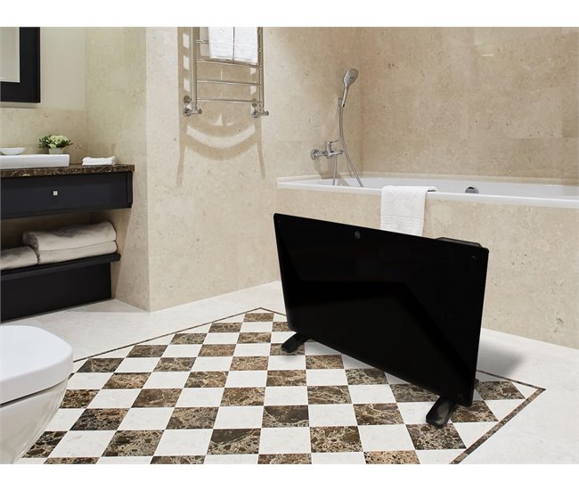 Radiador com painel de vidro e controlo WiFi App Preto