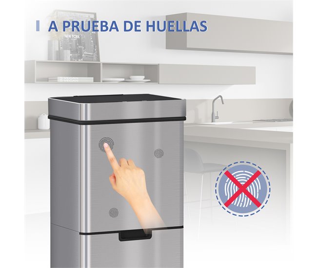 Balde de Lixo Aço Inoxidável e ABS HOMCOM, casa - cozinha Cinza