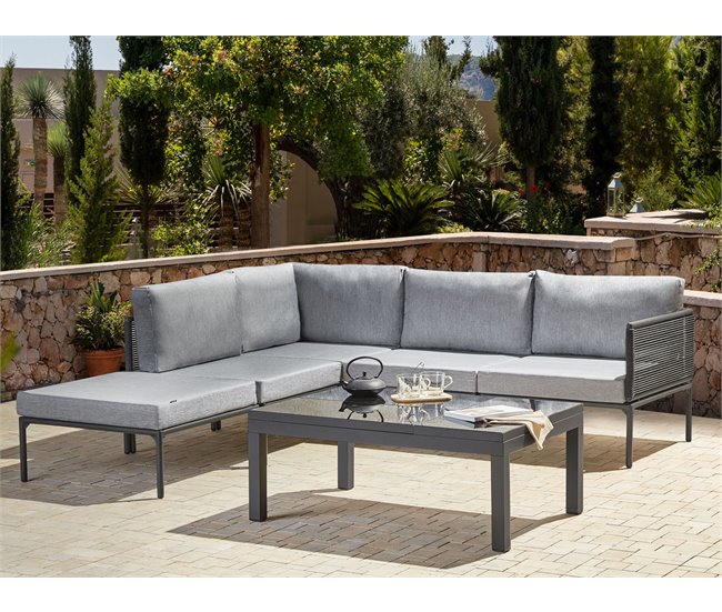 Beliani Conjunto de jardín FORANO Cinza Claro