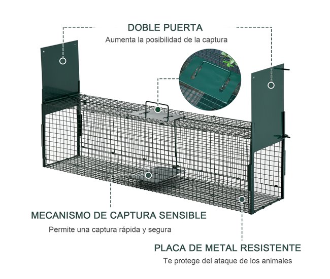 Armadilha viva Ferro PawHut Verde