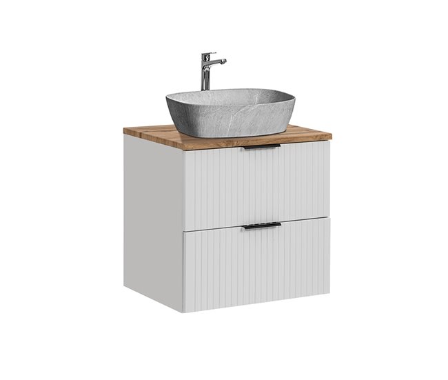 Móvel de lavatório simples com efeito de pedra Adriel Branco