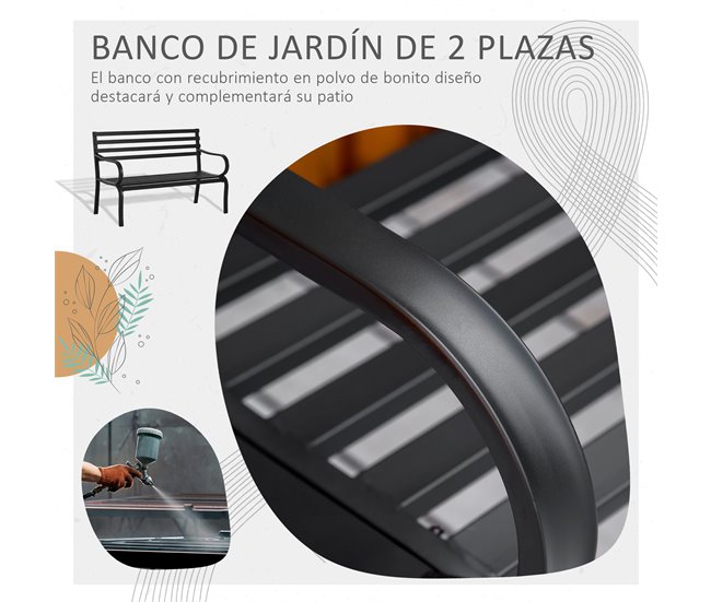 Banco de Jardim Metal Outsunny Preto