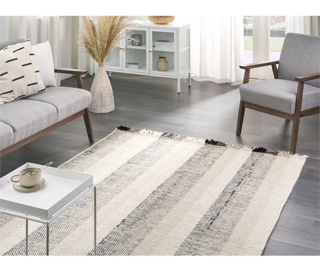 Beliani Pelos curtos EMIRLER 160x230 Branco/ Bege