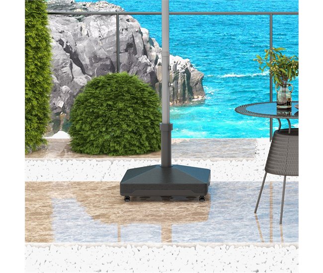 Base para Chapéu de Sol HDPE e Aço Outsunny Preto