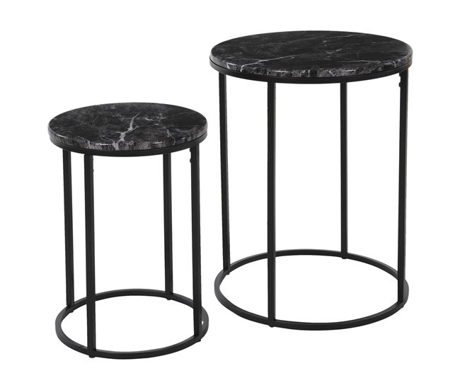 Well Home Conjunto de 2 mesas em mdf e metal Preto