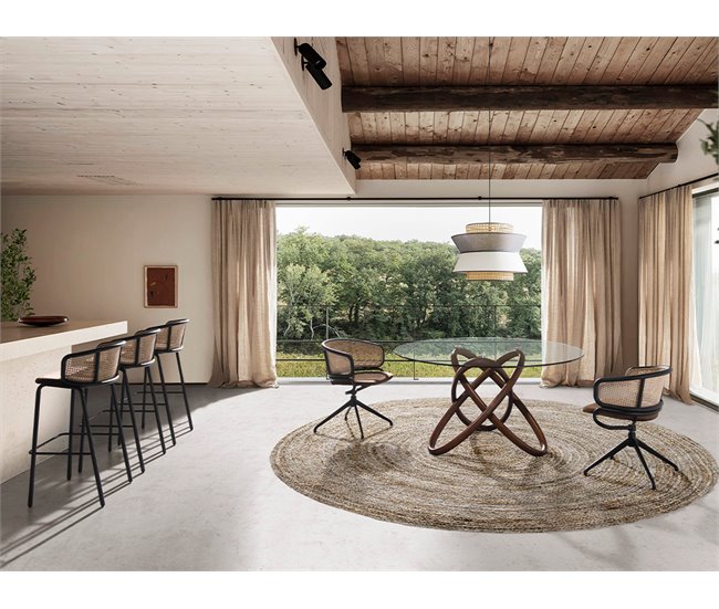 ANGEL CERDA Banco de vime e veludo castanho Castanho