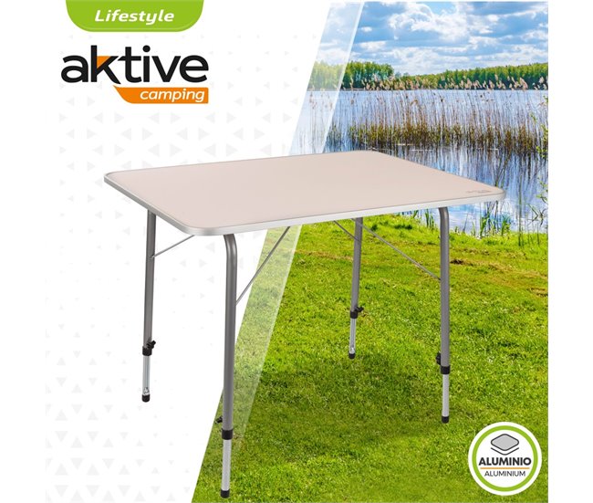Mesa camping dobrável altura regulável Aktive Camping Branco