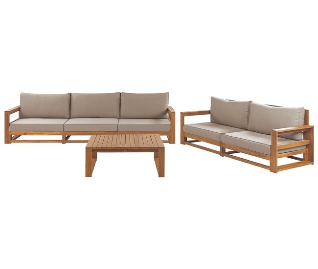 Beliani Conjunto lounge Madeira de acácia com certificado FSC® TIMOR Cinza Escuro