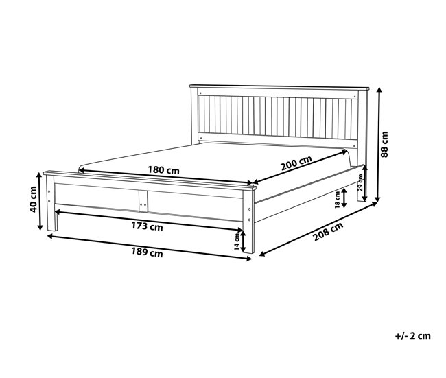 Beliani Cama com estrado Pinho MAYENNE 189x208 Castanho