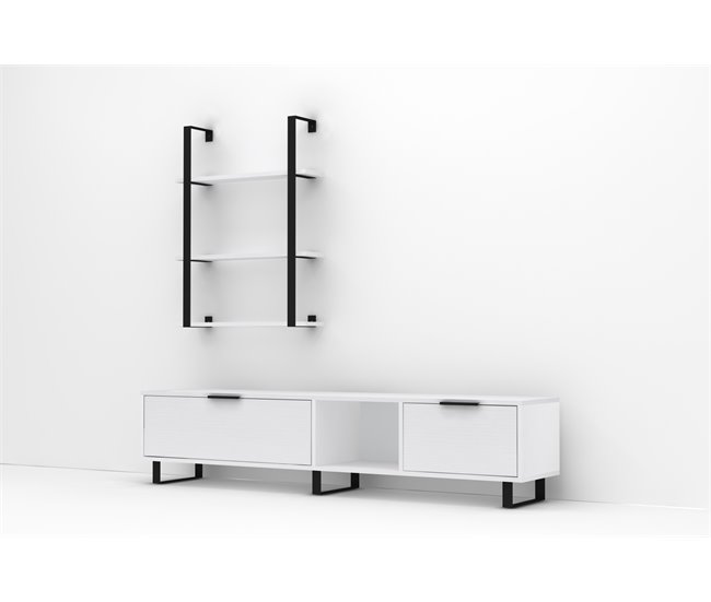 Conjunto de móvel de TV e prateleira ZENA, branco Branco
