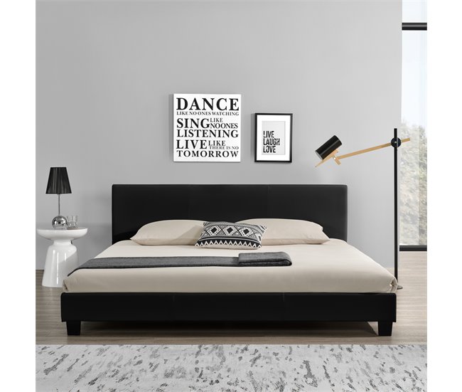 [Corium] Cama moderna em pele sintética Albacete - com colchão 169x210 Branco