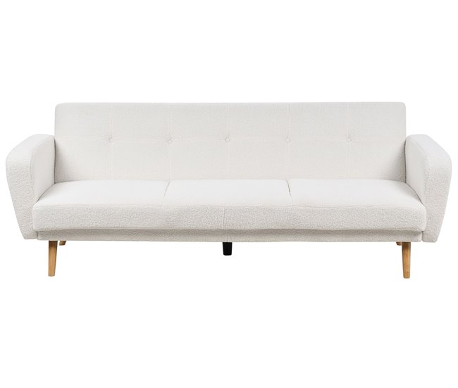 Beliani Sofá de 3 lugares Bouclé FLORLI Branco/ Bege