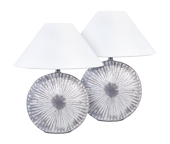 Beliani Candeeiro de mesa YUNA Branco/cinza