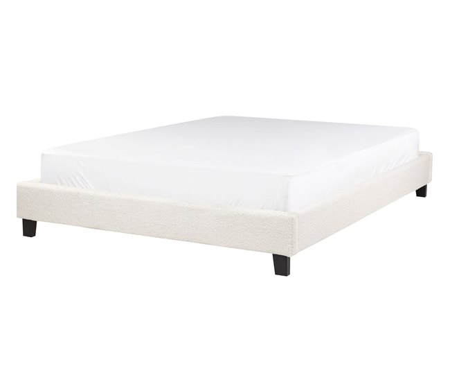 Beliani Cama sem cabeceira Bouclé ROANNE 150x213 Creme