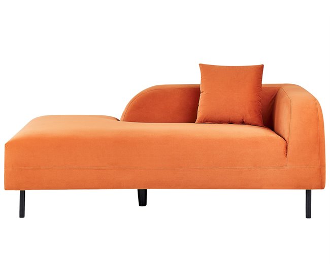 Beliani Chaise longue à direita Veludo LE CRAU Laranja