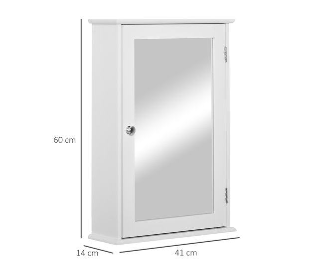 Armário com Espelho para Casa de Banho MDF, vidro kleankin Branco