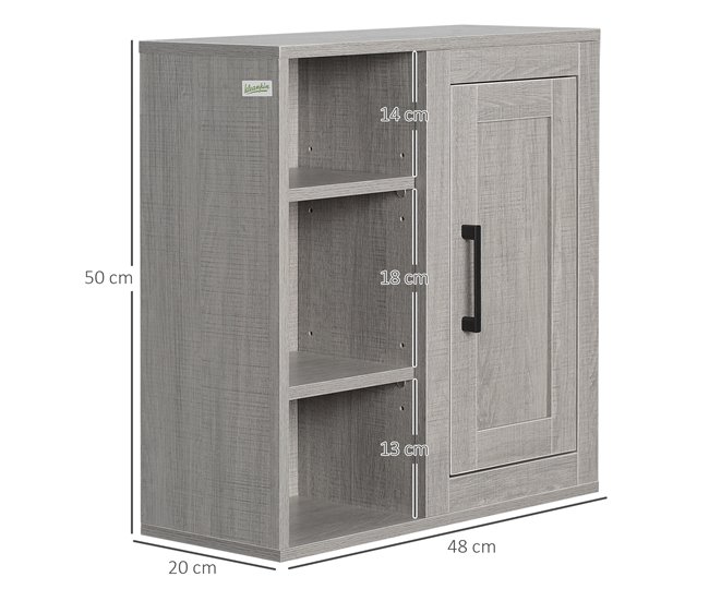 Armário Casa de Banho de Parede Melamina de Madeira kleankin 48 Cinza