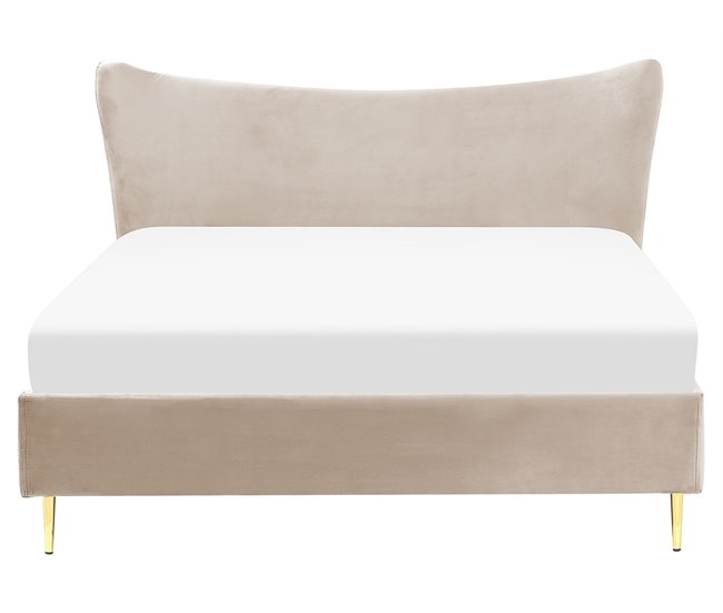 Beliani Cama com estrado Veludo CHALEIX 168x212 Cinza Escuro