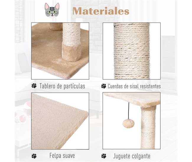 Arranhador para Gatos Aglomerado e Sisal PawHut Marfim
