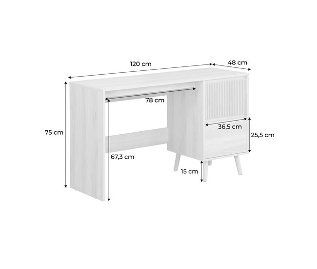 Mesa com 2 gavetas escandinavo 120x48 Madeira