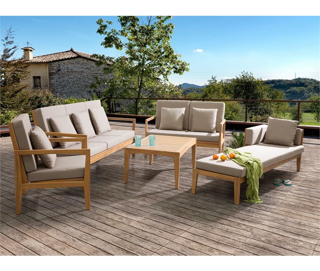 Beliani Conjunto de jardín Madera de acacia PATAJA Cinza Escuro