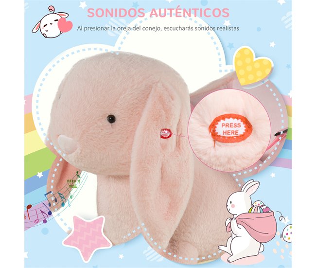 Baloiço para Bebé Pelúcia, Guata, Madeira, Metal HOMCOM Rosa
