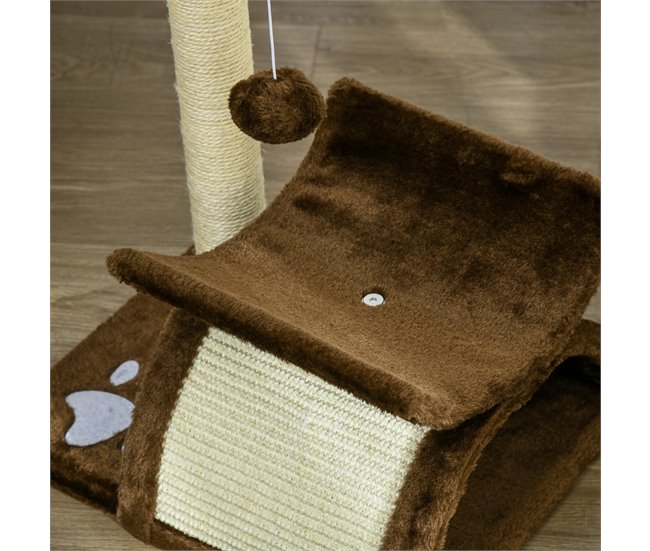 Arranhador para Gatos Aglomerado de Madeira, Pelúcia e Sisal Castanho