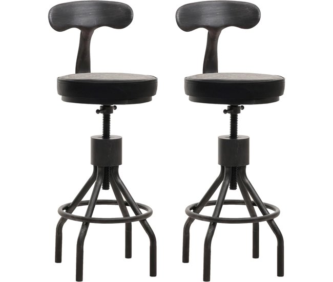 Conjunto de 2 bancos altos de design industrial com