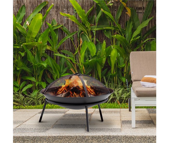 Braseiro de Exterior Metal Outsunny Preto