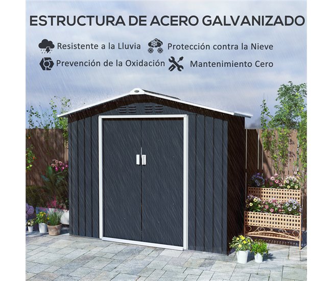 Abrigo de Jardim Aço Outsunny Cinza