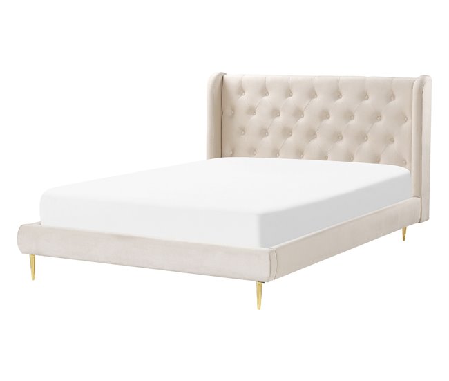 Beliani Cama Terciopelo FORBACH Bege