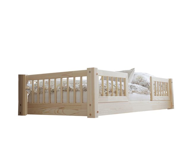 Cama com calhas e base com pés Adèle BoisAgnès Madeira
