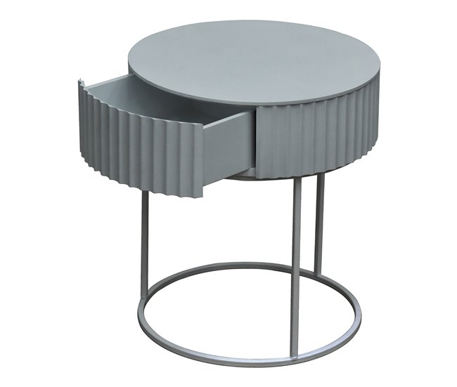 Mesa de apoio Rill redonda com gaveta [en.casa] 40x40 Branco