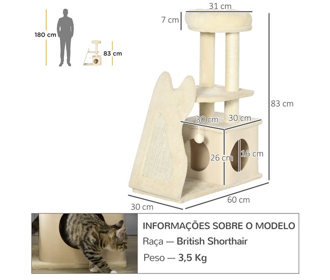 Árvore Arranhador para Gatos Bege