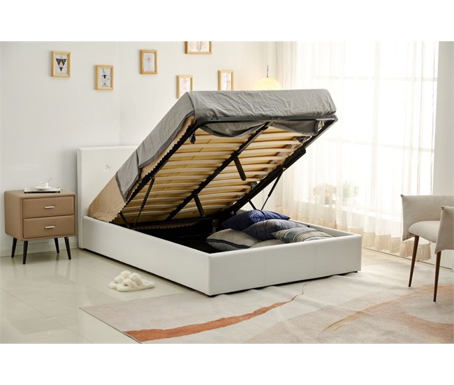 Cama dobrável com cabeceira + colchão Branco