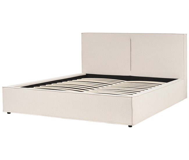 Beliani Cama com estrado Poliéster MOISSAC 197x224 Bege