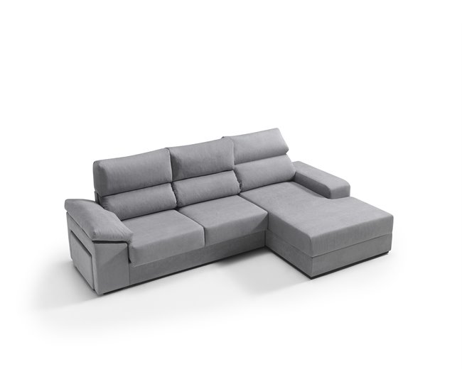 Chaise longue dereita com arrumação RUBIK Cinza
