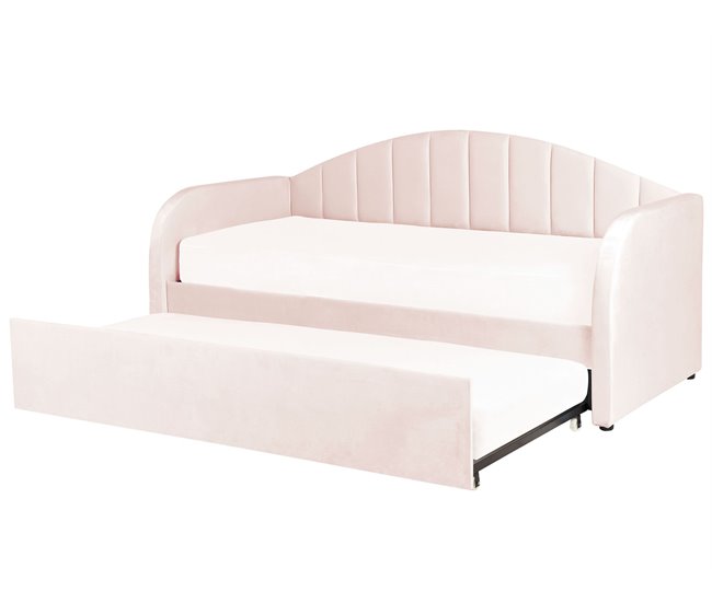Beliani Cama nido Terciopelo EYBURIE 99x217 Cinza Claro