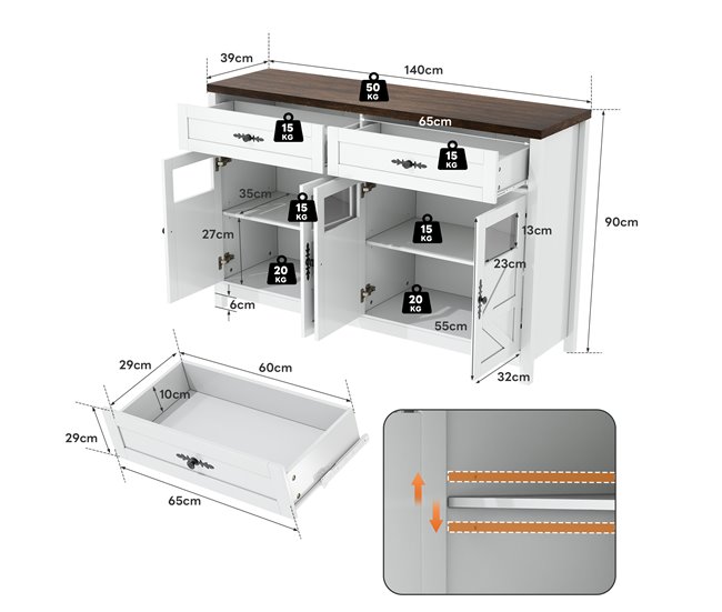 Aparadores Natural/ Branco