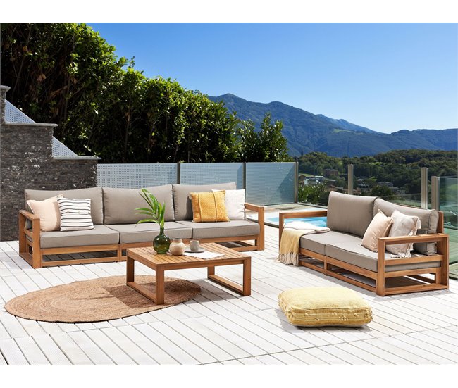 Beliani Conjunto lounge Madeira de acácia com certificado FSC® TIMOR Cinza Escuro