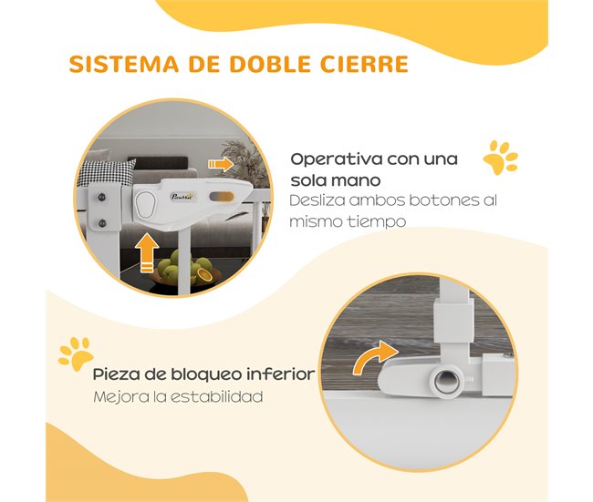 Barreira de Segurança Cães Aço e Plástico PawHut Branco