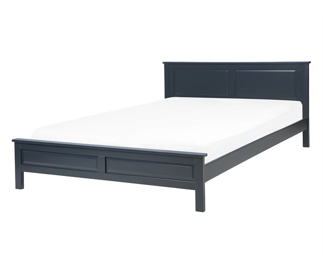 Beliani Cama com estrado Pinho OLIVET 148x208 Azul