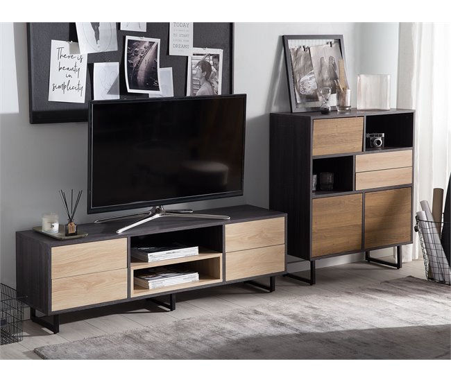 Beliani Mesa de TV MADERA 140 Castanho